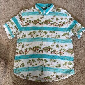 Cubavera Blue and White Island Print Shirt